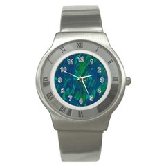 Green And Blue Design Stainless Steel Watch by Valentinaart