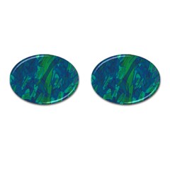 Green And Blue Design Cufflinks (oval) by Valentinaart