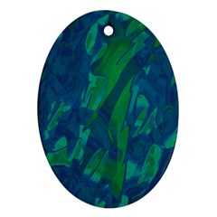 Green And Blue Design Oval Ornament (two Sides) by Valentinaart