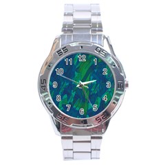 Green And Blue Design Stainless Steel Analogue Watch by Valentinaart