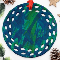 Green And Blue Design Round Filigree Ornament (2side) by Valentinaart