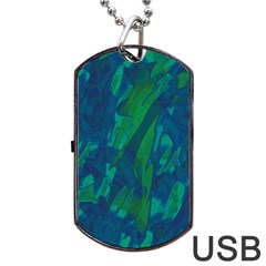 Green And Blue Design Dog Tag Usb Flash (one Side) by Valentinaart