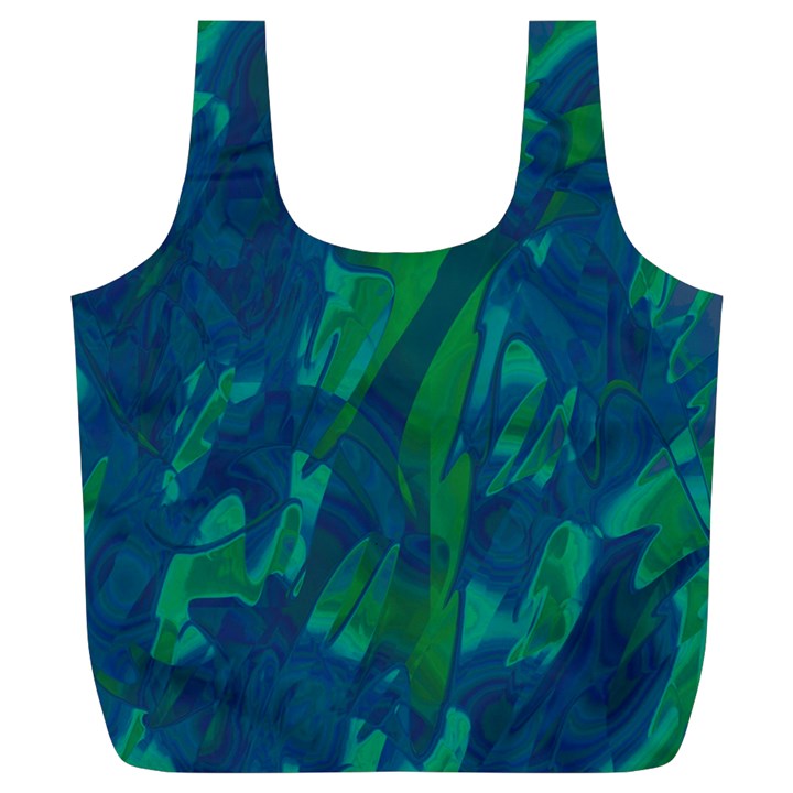 Green and blue design Full Print Recycle Bags (L) 