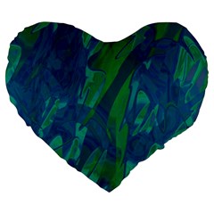 Green And Blue Design Large 19  Premium Flano Heart Shape Cushions by Valentinaart