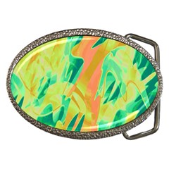 Green And Orange Abstraction Belt Buckles