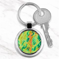 Green And Orange Abstraction Key Chains (round)  by Valentinaart