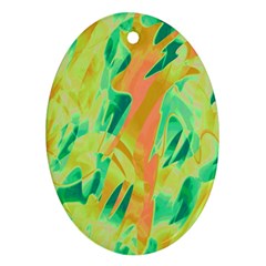 Green And Orange Abstraction Oval Ornament (two Sides) by Valentinaart