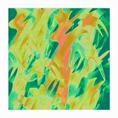 Green And Orange Abstraction Medium Glasses Cloth (2-side) by Valentinaart