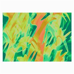 Green And Orange Abstraction Large Glasses Cloth (2-side) by Valentinaart