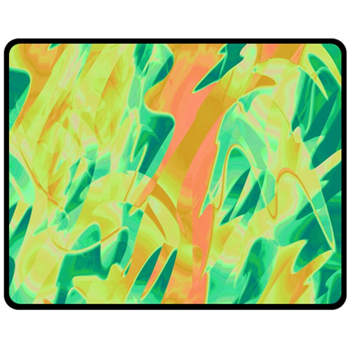 Green and orange abstraction Fleece Blanket (Medium) 