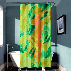 Green And Orange Abstraction Shower Curtain 36  X 72  (stall)  by Valentinaart