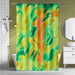 Green And Orange Abstraction Shower Curtain 48  X 72  (small)  by Valentinaart