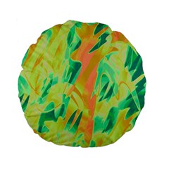 Green And Orange Abstraction Standard 15  Premium Flano Round Cushions by Valentinaart