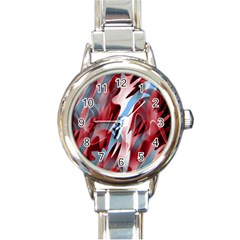 Blue And Red Smoke Round Italian Charm Watch by Valentinaart