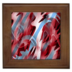 Blue And Red Smoke Framed Tiles by Valentinaart