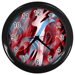 Blue And Red Smoke Wall Clocks (black) by Valentinaart