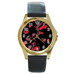 Painter Was Here  Round Gold Metal Watch by Valentinaart