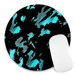 Painter Was Here - Cyan Round Mousepads by Valentinaart