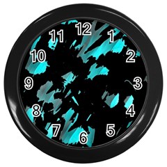 Painter Was Here - Cyan Wall Clocks (black) by Valentinaart