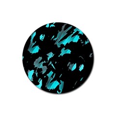 Painter Was Here - Cyan Rubber Coaster (round)  by Valentinaart