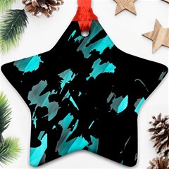 Painter Was Here - Cyan Star Ornament (two Sides)  by Valentinaart