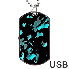 Painter Was Here - Cyan Dog Tag Usb Flash (one Side) by Valentinaart