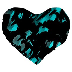 Painter Was Here - Cyan Large 19  Premium Heart Shape Cushions