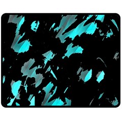 Painter Was Here - Cyan Double Sided Fleece Blanket (medium)  by Valentinaart