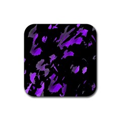 Painter Was Here - Purple Rubber Coaster (square)  by Valentinaart