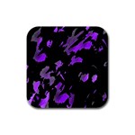 Painter was here - purple Rubber Square Coaster (4 pack)  Front