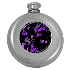 Painter Was Here - Purple Round Hip Flask (5 Oz) by Valentinaart