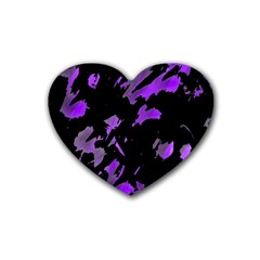 Painter Was Here - Purple Rubber Coaster (heart)  by Valentinaart