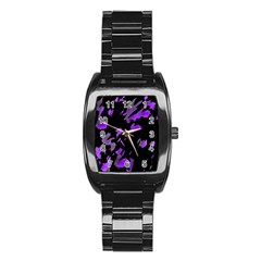 Painter Was Here - Purple Stainless Steel Barrel Watch by Valentinaart