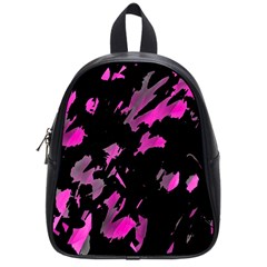 Painter Was Here - Magenta School Bags (small)  by Valentinaart