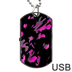 Painter Was Here - Magenta Dog Tag Usb Flash (one Side) by Valentinaart