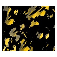 Painter Was Here - Yellow Double Sided Flano Blanket (small)  by Valentinaart