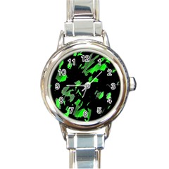 Painter Was Here - Green Round Italian Charm Watch by Valentinaart