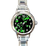 Painter was here - green Round Italian Charm Watch Front