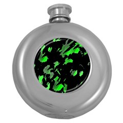 Painter Was Here - Green Round Hip Flask (5 Oz) by Valentinaart