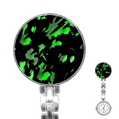 Painter Was Here - Green Stainless Steel Nurses Watch by Valentinaart