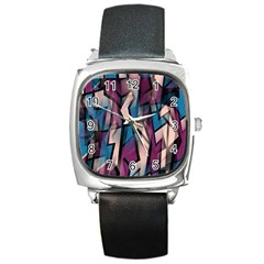 Purple High Art Square Metal Watch by Valentinaart