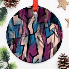 Purple High Art Round Ornament (two Sides)  by Valentinaart