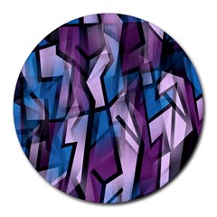 Purple Decorative Abstract Art Round Mousepads by Valentinaart