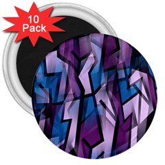 Purple Decorative Abstract Art 3  Magnets (10 Pack)  by Valentinaart