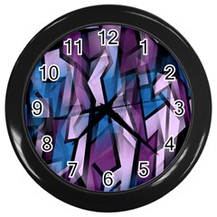 Purple Decorative Abstract Art Wall Clocks (black) by Valentinaart