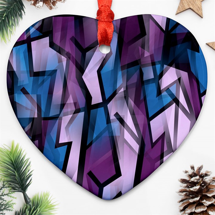 Purple decorative abstract art Heart Ornament (2 Sides)