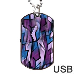 Purple Decorative Abstract Art Dog Tag Usb Flash (one Side) by Valentinaart