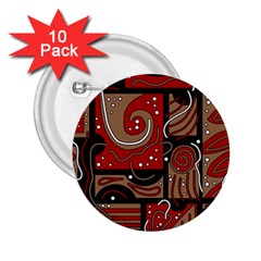 Red And Brown Abstraction 2 25  Buttons (10 Pack)  by Valentinaart