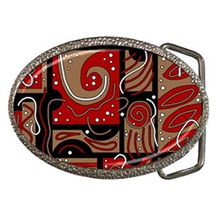 Red And Brown Abstraction Belt Buckles