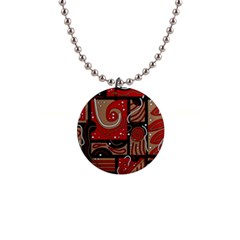 Red And Brown Abstraction Button Necklaces by Valentinaart